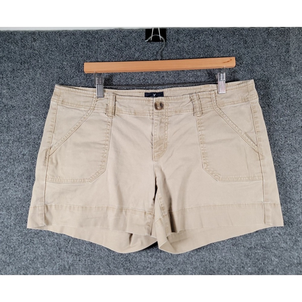 American Eagle Outfitters Khaki Chino Shorts Womens 14 Midi Stretch Festival Y2K
